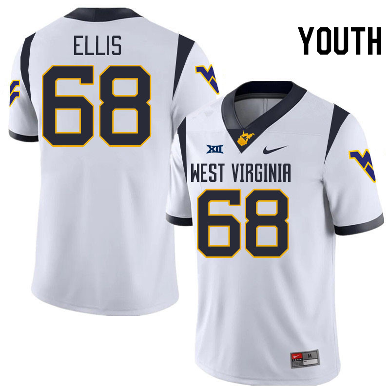 Youth #68 Aiden Ellis West Virginia Mountaineers College 2024 New Uniforms Football Jerseys Stitched